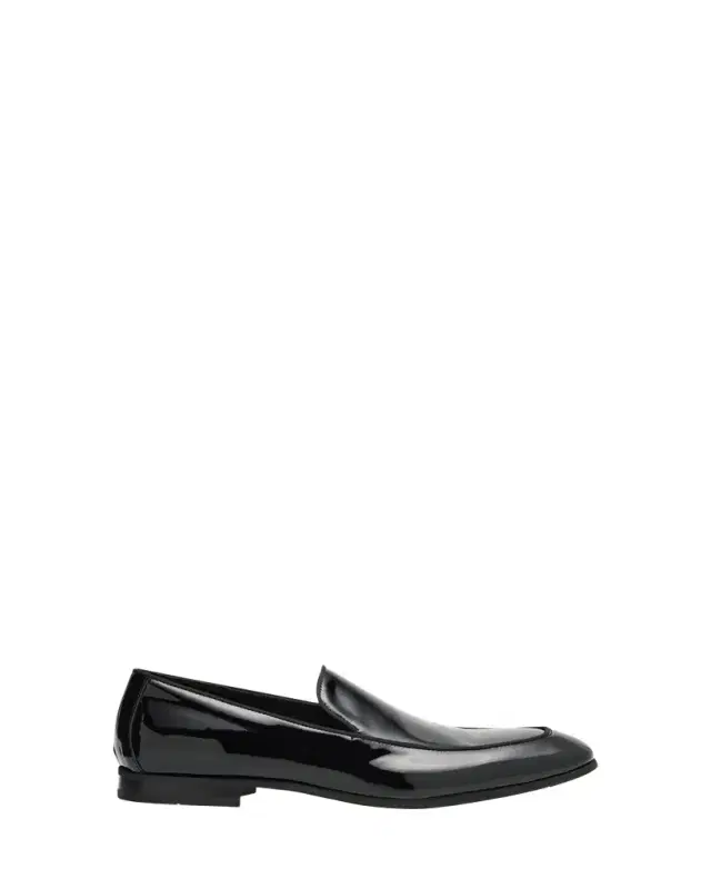 Men's Piped Patent Leather Apron-Toe Venetian Loafers