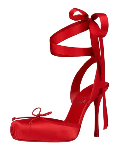 Christian Louboutin 100mm Cassia Silk Ankle-Tie Ballerina Pumps | Thumbnail 1 Christian Louboutin 100mm Cassia Silk Ankle-Tie Ballerina Pumps | Thumbnail 1