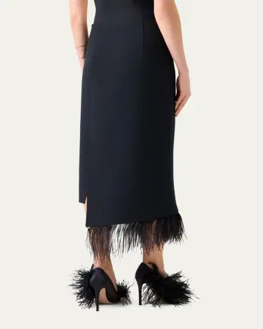 Akris Feather-Trim Wool Stretch Double Face Midi Wrap Skirt | Thumbnail 3 Akris Feather-Trim Wool Stretch Double Face Midi Wrap Skirt | Thumbnail 3