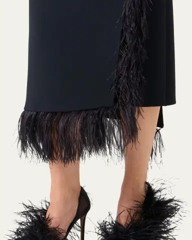 Akris Feather-Trim Wool Stretch Double Face Midi Wrap Skirt | Thumbnail 5 Akris Feather-Trim Wool Stretch Double Face Midi Wrap Skirt | Thumbnail 5
