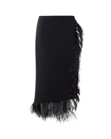 Akris Feather-Trim Wool Stretch Double Face Midi Wrap Skirt | Thumbnail 1 Akris Feather-Trim Wool Stretch Double Face Midi Wrap Skirt | Thumbnail 1