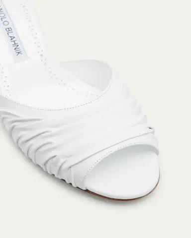 Manolo Blahnik Ruched Leather Slide Sandals | Thumbnail 3