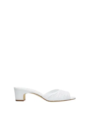 Manolo Blahnik Ruched Leather Slide Sandals | Thumbnail 1