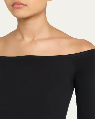 Alaïa Off-The-Shoulder Long-Sleeve Sculpting Bodysuit | Thumbnail 5
