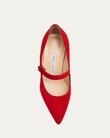 Manolo Blahnik Campariba Kid Suede Pumps | Thumbnail 3