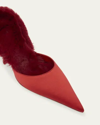 Christian Louboutin KM Faux Fur Satin Mule Pumps | Thumbnail 3 Christian Louboutin KM Faux Fur Satin Mule Pumps | Thumbnail 3