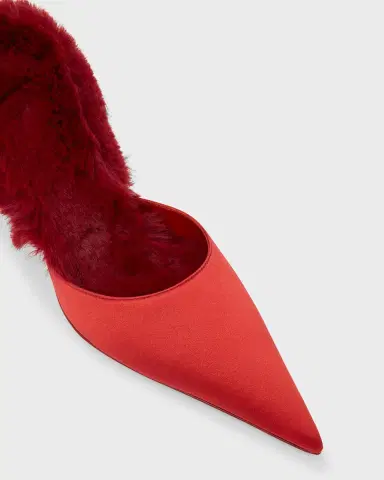Christian Louboutin KM Faux Fur Satin Mule Pumps | Thumbnail 5 Christian Louboutin KM Faux Fur Satin Mule Pumps | Thumbnail 5