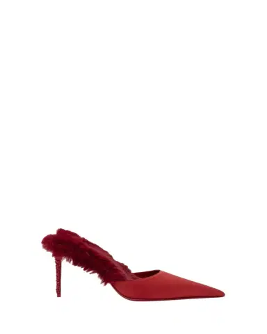 Christian Louboutin KM Faux Fur Satin Mule Pumps | Thumbnail 1 Christian Louboutin KM Faux Fur Satin Mule Pumps | Thumbnail 1