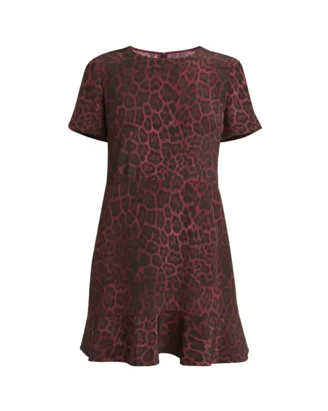 Stella McCartney Leopard Print Flared Hem Silk Dress