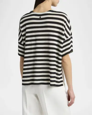 Giorgio Armani Stripe High Low Wool T-Shirt | Thumbnail 2