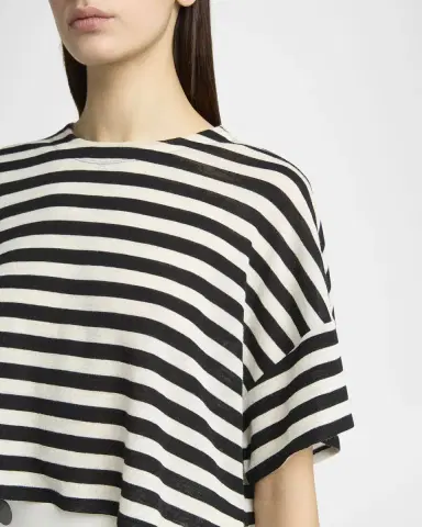 Giorgio Armani Stripe High Low Wool T-Shirt | Thumbnail 4