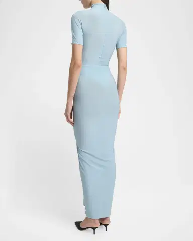 Alaïa Mock Neck Draped Midi Dress | Thumbnail 2 Alaïa Mock Neck Draped Midi Dress | Thumbnail 2