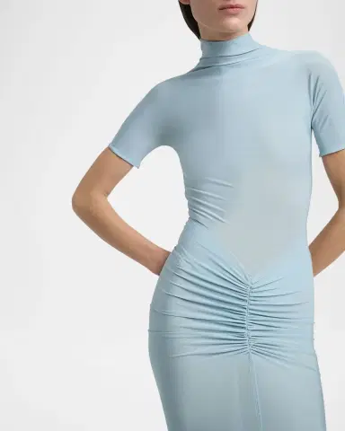 Alaïa Mock Neck Draped Midi Dress | Thumbnail 4 Alaïa Mock Neck Draped Midi Dress | Thumbnail 4