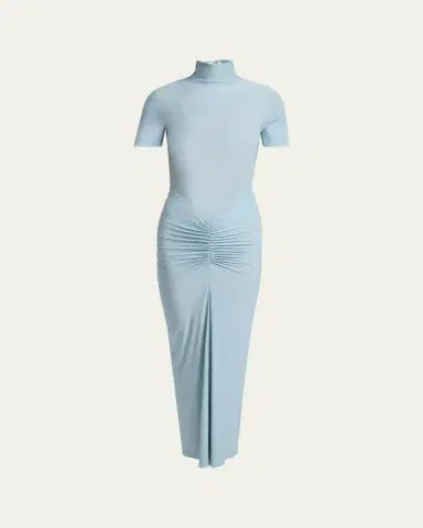 Alaïa Mock Neck Draped Midi Dress | Thumbnail 5 Alaïa Mock Neck Draped Midi Dress | Thumbnail 5