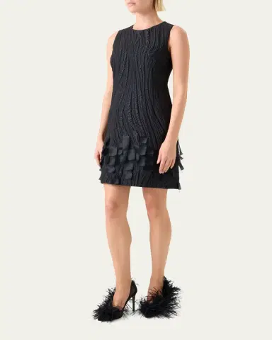 Akris Waves And Ribbons Jacquard Sleeveless Mini Dress | Thumbnail 4 Akris Waves And Ribbons Jacquard Sleeveless Mini Dress | Thumbnail 4