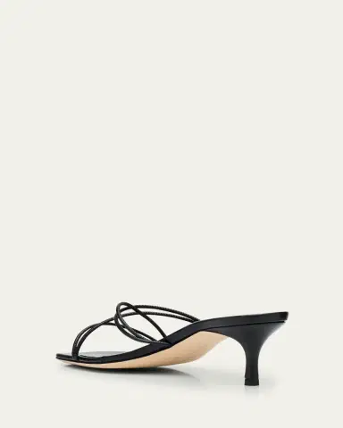 Manolo Blahnik Strappy Leather Kitten-Heel Mule Sandals | Thumbnail 2