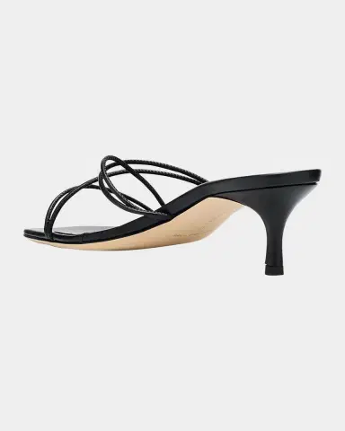Manolo Blahnik Strappy Leather Kitten-Heel Mule Sandals | Thumbnail 4