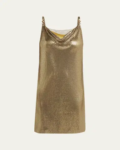 Versace Sleeveless Cowl-Neck Metal Mesh Mini Dress | Thumbnail 5 Versace Sleeveless Cowl-Neck Metal Mesh Mini Dress | Thumbnail 5