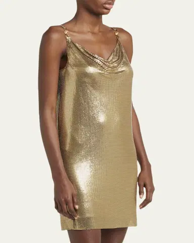 Versace Sleeveless Cowl-Neck Metal Mesh Mini Dress | Thumbnail 8 Versace Sleeveless Cowl-Neck Metal Mesh Mini Dress | Thumbnail 8