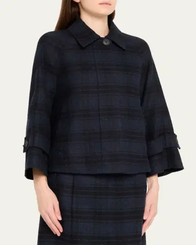 Akris Alisa Check Wool Double Face Jacket | Thumbnail 4