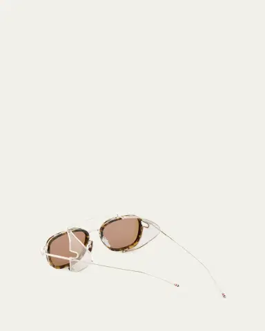 Thom Browne Men's Acetate and Titanium Rectangle Sunglasses with Side Shields | Thumbnail 2 Thom Browne Men's Acetate and Titanium Rectangle Sunglasses with Side Shields | Thumbnail 2