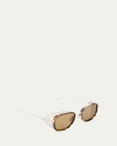 Thom Browne Men's Acetate and Titanium Rectangle Sunglasses with Side Shields | Thumbnail 3 Thom Browne Men's Acetate and Titanium Rectangle Sunglasses with Side Shields | Thumbnail 3