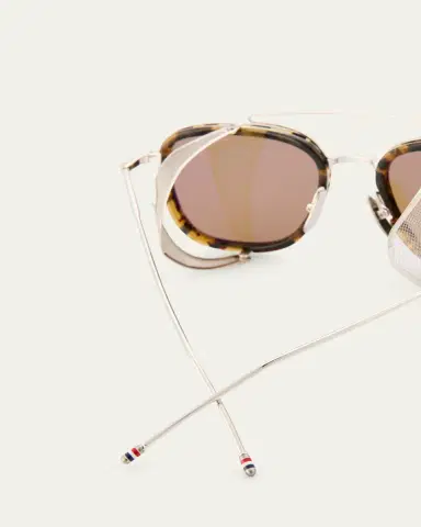 Thom Browne Men's Acetate and Titanium Rectangle Sunglasses with Side Shields | Thumbnail 5 Thom Browne Men's Acetate and Titanium Rectangle Sunglasses with Side Shields | Thumbnail 5