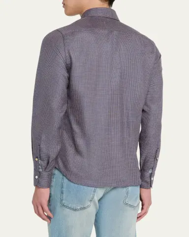 Kiton Men's Cashmere Blend Micro-Check Overshirt | Thumbnail 3 Kiton Men's Cashmere Blend Micro-Check Overshirt | Thumbnail 3