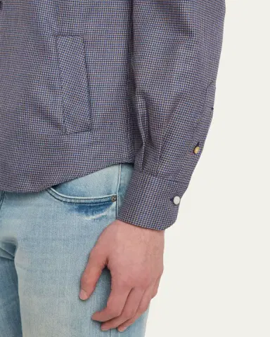 Kiton Men's Cashmere Blend Micro-Check Overshirt | Thumbnail 5 Kiton Men's Cashmere Blend Micro-Check Overshirt | Thumbnail 5