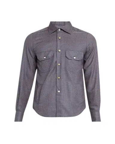 Kiton Men's Cashmere Blend Micro-Check Overshirt | Thumbnail 1 Kiton Men's Cashmere Blend Micro-Check Overshirt | Thumbnail 1