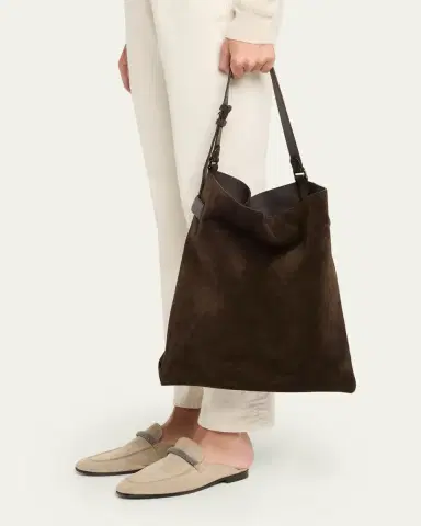 Brunello Cucinelli Essence Large Suede Hobo Bag | Thumbnail 2
