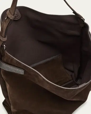 Brunello Cucinelli Essence Large Suede Hobo Bag | Thumbnail 4