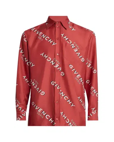 Givenchy Men's Diagonal-Logo Silk Shirt | Thumbnail 1 Givenchy Men's Diagonal-Logo Silk Shirt | Thumbnail 1