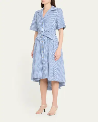 Rosie Assoulin Striped Tie High-Low Shirtdress | Thumbnail 4