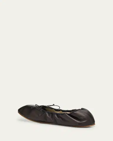 THE ROW Leather Bow Ballerina Flats | Thumbnail 14