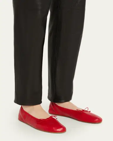 THE ROW Leather Bow Ballerina Flats | Thumbnail 17