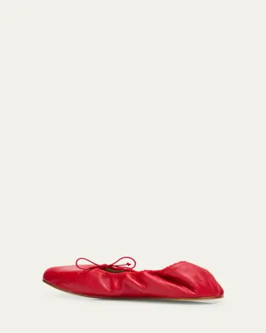 THE ROW Leather Bow Ballerina Flats | Thumbnail 19
