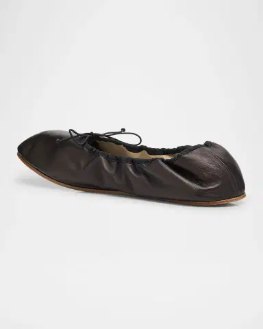 THE ROW Leather Bow Ballerina Flats | Thumbnail 3