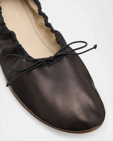 THE ROW Leather Bow Ballerina Flats | Thumbnail 4