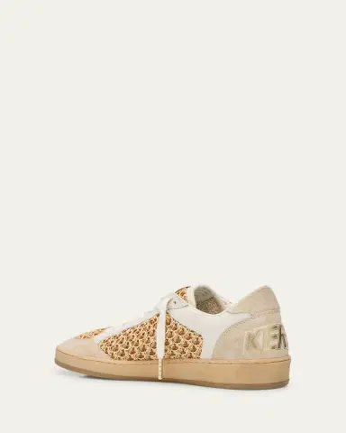 Golden Goose Ball Star Raffia Net Leather Low-Top Sneakers | Thumbnail 4