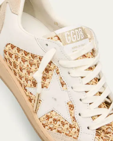 Golden Goose Ball Star Raffia Net Leather Low-Top Sneakers | Thumbnail 5