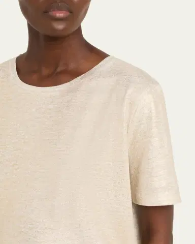 MAJESTIC FILATURES Stretch Linen Metallic Semi Relaxed Crewneck Top | Thumbnail 5