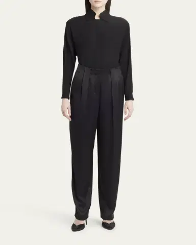 Giorgio Armani Pleated High-Rise Double Silk Satin Trousers | Thumbnail 2 Giorgio Armani Pleated High-Rise Double Silk Satin Trousers | Thumbnail 2
