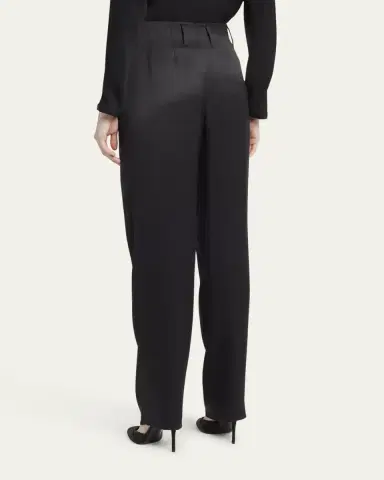Giorgio Armani Pleated High-Rise Double Silk Satin Trousers | Thumbnail 3 Giorgio Armani Pleated High-Rise Double Silk Satin Trousers | Thumbnail 3