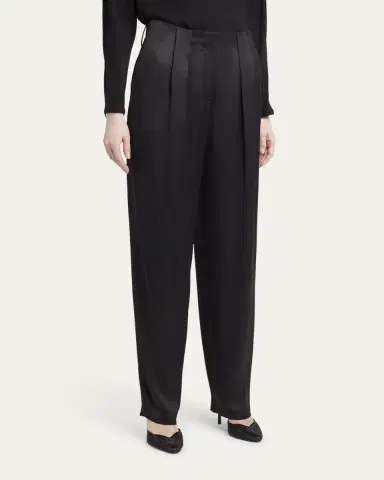 Giorgio Armani Pleated High-Rise Double Silk Satin Trousers | Thumbnail 4 Giorgio Armani Pleated High-Rise Double Silk Satin Trousers | Thumbnail 4
