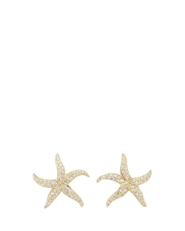 Sydney Evan 14K Gold Diamond Starfish Stud Earrings