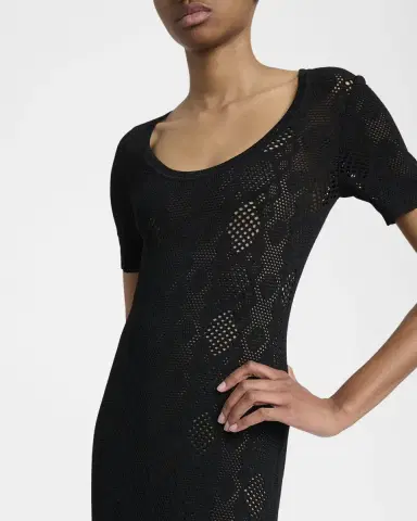 Alaïa Python Lace Knit Midi Dress | Thumbnail 4 Alaïa Python Lace Knit Midi Dress | Thumbnail 4
