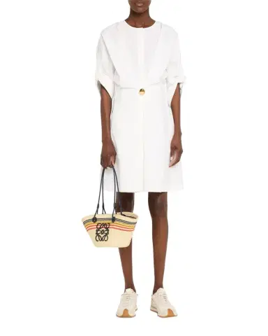 Loewe x Paula's Ibiza Small Anagram Striped Basket Tote Bag in Raffia | Thumbnail 1 Loewe x Paula's Ibiza Small Anagram Striped Basket Tote Bag in Raffia | Thumbnail 1