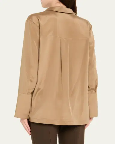 Max Mara Dover Silk Stretch Collared Top | Thumbnail 4 Max Mara Dover Silk Stretch Collared Top | Thumbnail 4