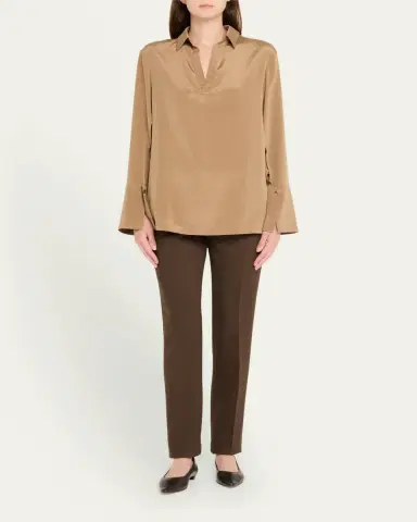 Max Mara Dover Silk Stretch Collared Top | Thumbnail 5 Max Mara Dover Silk Stretch Collared Top | Thumbnail 5